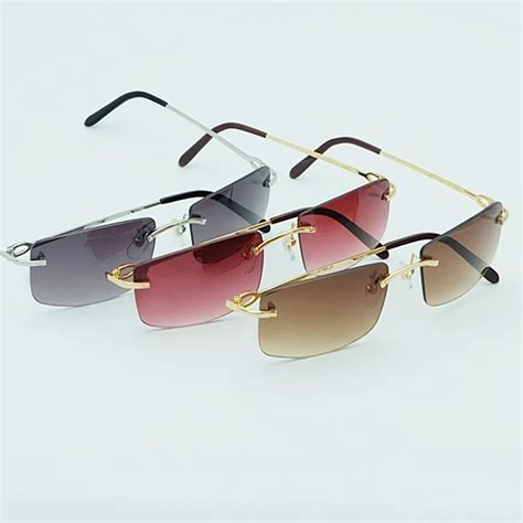 square rimless sunglasses mens designer|rimless square sunglasses men.